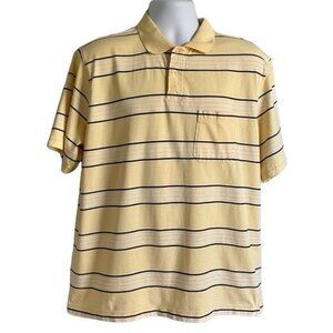 Puritan Yellow  Striped Polo Shirt Mens Large